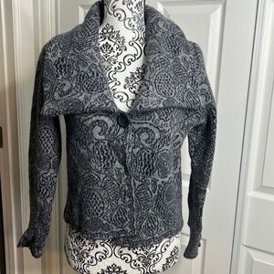 Marv Italy Blue Black Long Sleeve Sweater Wool Blend M